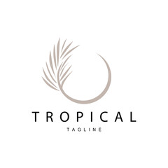 Palm Leaf Logo, Green Plant Design Vector Illustration Template