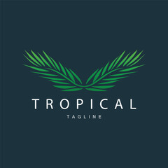 Palm Leaf Logo, Green Plant Design Vector Illustration Template