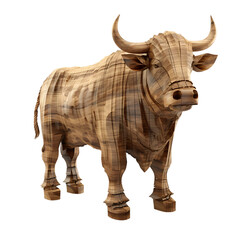 Obraz premium 3D bull made of old woods isolated