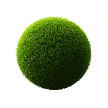 green 3D ball made of grass isolated