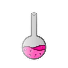 Chemistry bottle with pink liquid vector lineart icon design