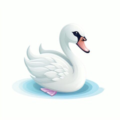 Fototapeta premium Elegant Swan Cartoon Vector Illustration