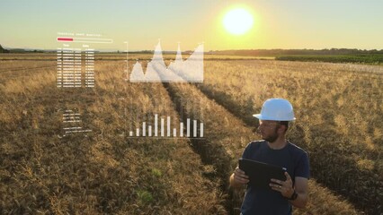 Agricultural engineer control food production with advance technology. 3D render