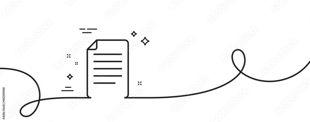 Poster document management line icon. continuous one line with curl. information file sign. paper page conc