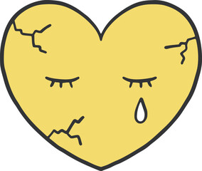 傷ついて泣いているハートのイラスト素材