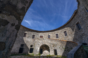 View of Ronce Fort on the Mont-Cenis lake  between the Italian Val di Susa and the French Maurienne valley, France