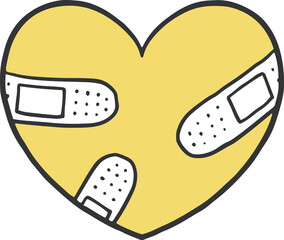 絆創膏だらけのハートのイラスト素材