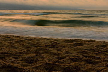 View at the stormy sea and dramatic sky