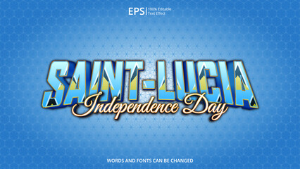 saint lucia editable text effect with saint lucia flag pattern suitable for poster design about holiday, Feast day or saint lucia independence day moment