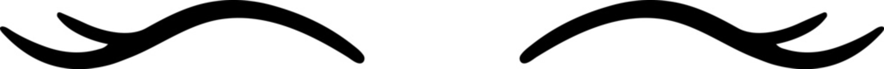 Closed eye with eyelashes cute vector icon for cartoon character illustration. Sleep girl or unicorn long eyelash line simple face part graphic makeup mascara symbol. 