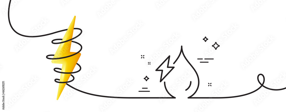 Poster hydroelectricity line icon. continuous one line with curl. hydroelectric energy type sign. water pow