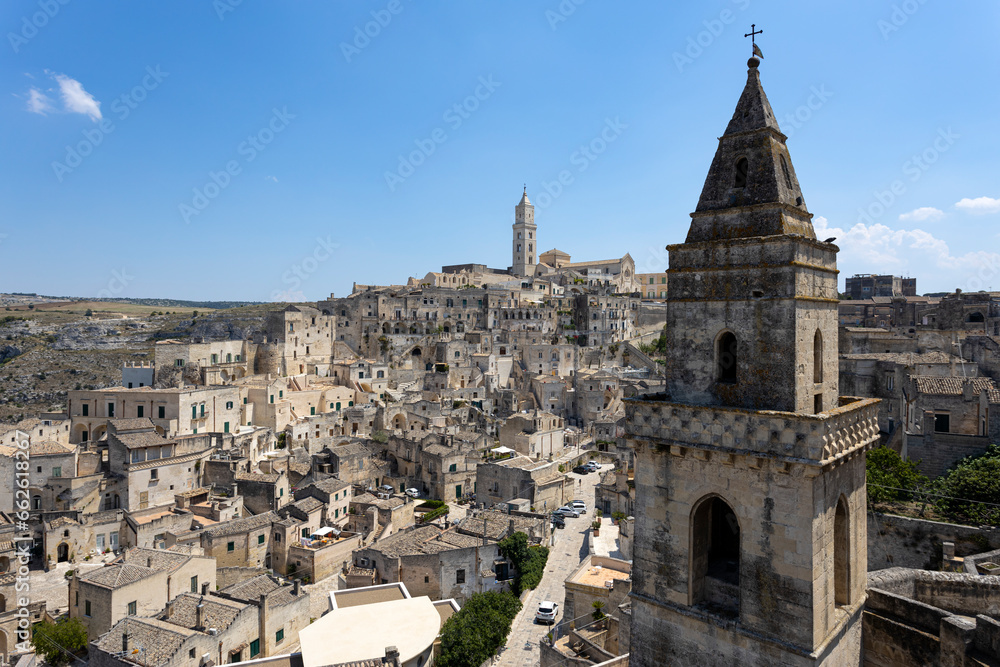 Wall mural wide panoramic view of the stones of matera, 