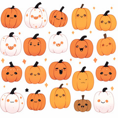 Fototapeta premium Cute Halloween Pumpkins.