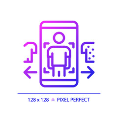 2D pixel perfect gradient mobile app icon, isolated simple vector, thin line illustration representing VR, AR and MR.