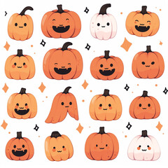 Obraz premium Cute Halloween Pumpkins.