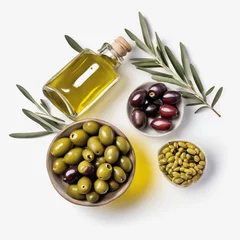 Foto op Plexiglas Olive & Olive Oil White Background © AIM DESIGN STUDIO