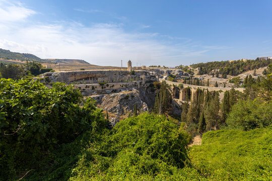 View of the Bridge of "Madonna della Stella" in Gravina in Puglia, province of Bari, Puglia, Italy