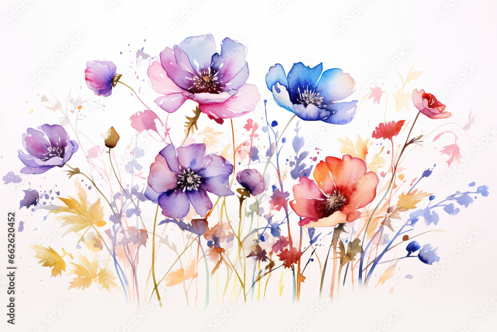 Poster watercolor floral illustration