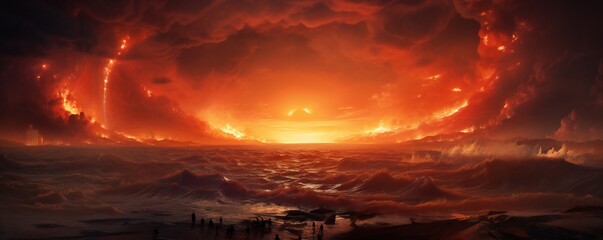 End of the world, the last sunset in the history of mankind, extreme details Generative AI