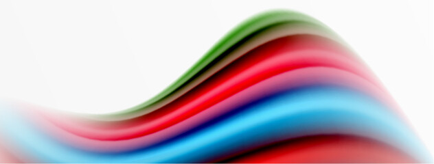 Rainbow color silk blurred wavy line background on white, luxuriously vibrant visually captivating backdrop. Stunning blend of colors reminiscent of rainbow, silky and gracefully blurred wavy pattern