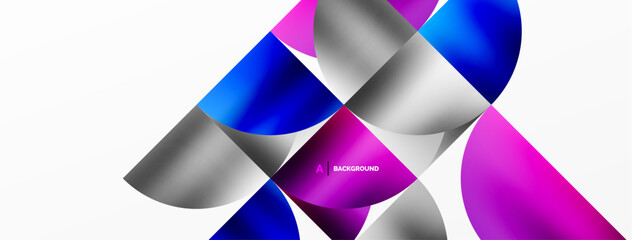 Minimalist geometric background featuring metallic round triangles, delivering sleek and modern visual aesthetic with emphasis on clean, metallic forms for wallpaper, banner, background, landing page