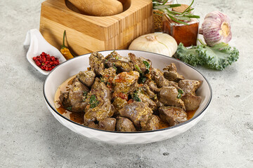 Chicken liver in cream sauce