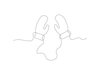 Abstract Winter Warm Mittens Continuous One Line Art Drawing