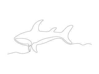 Abstract shark continuous one line art drawing