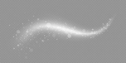 Foto op Plexiglas christmas light effect, sparkling magic dust particles.a trail of golden particles. A trail of stardust. Space sparkling.  © blagorodez
