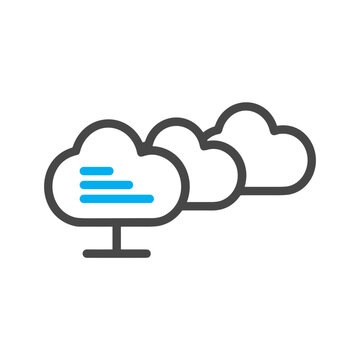 Cloud storage icon symbol vector image. Illustration of the database server hosting cloud system digital design image