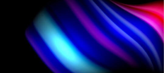 Rainbow color wave lines on black. Techno or business abstract background for posters, covers, banners, brochures, websites
