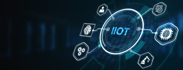 IIOT Industrial internet of things smart industry 4.0 technology concept. 3d illustration