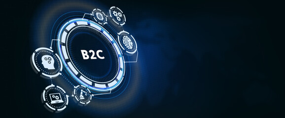 B2C Business to customer marketing strategy. 3d illustration