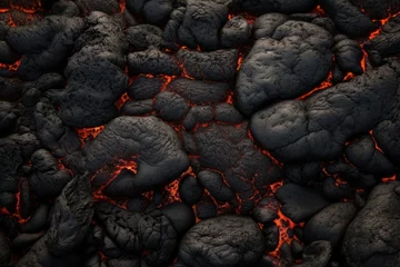 Foto auf Alu-Dibond Frozen hot lava hill. Rocky terrain flow stone texture. Generate Ai © nsit0108