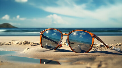 Fototapeta na wymiar sunglass on the beach
