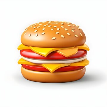 A 3D clay icon of a hamburger