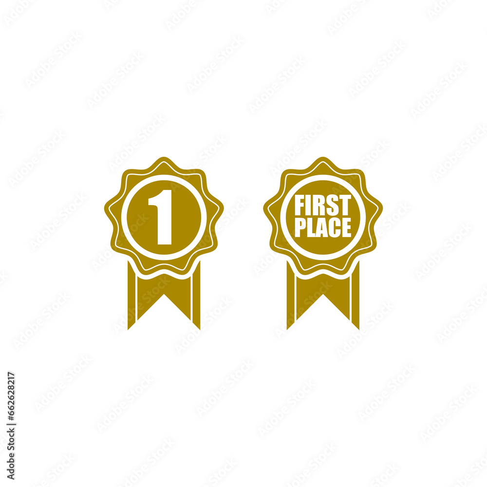 Wall mural first place gold badge icon isolated on transparent background