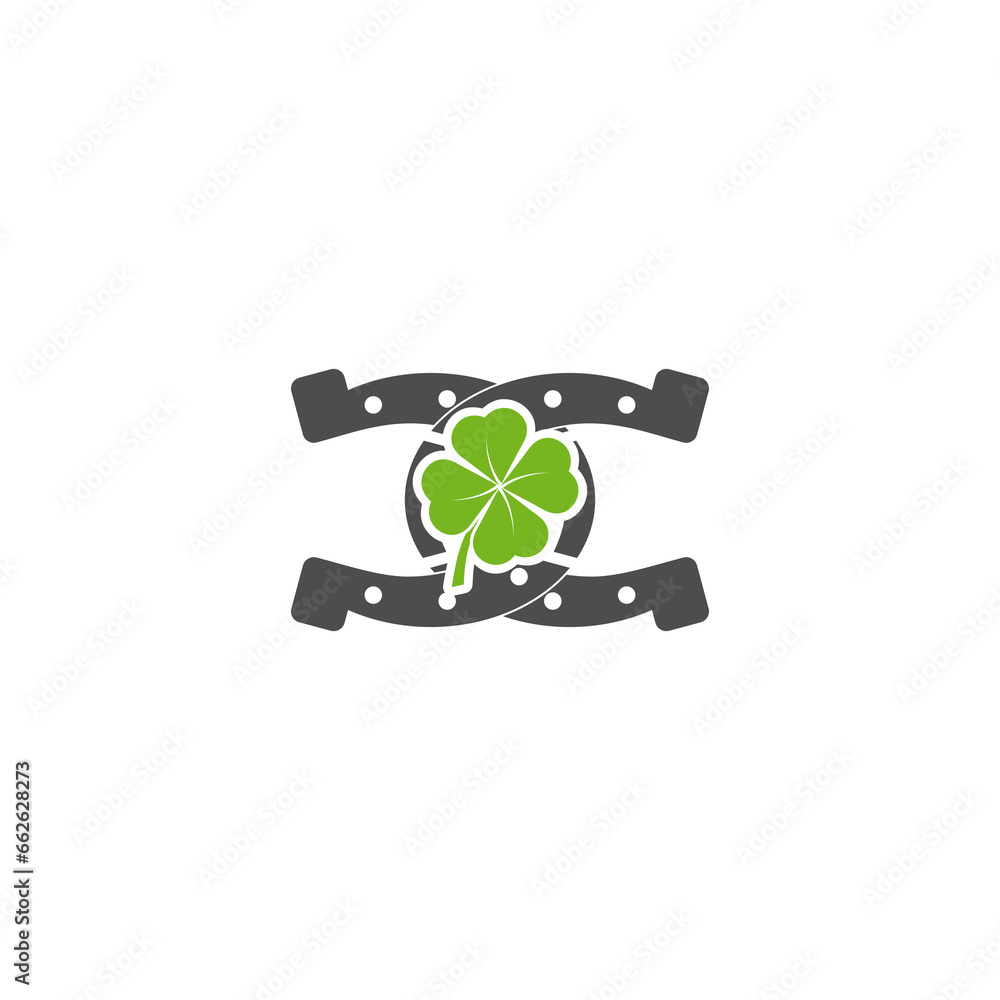 Poster horseshoe and clover icon isolated on transparent background