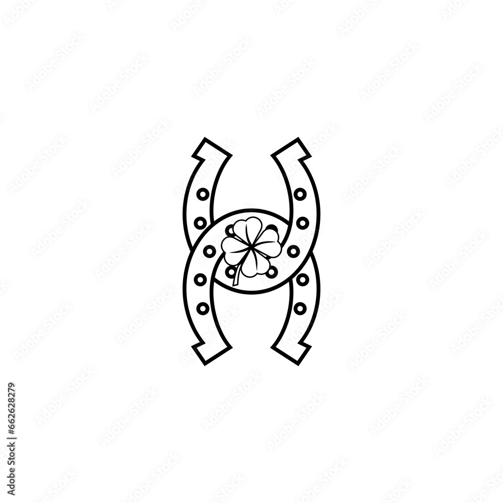 Poster horseshoe and clover icon isolated on transparent background