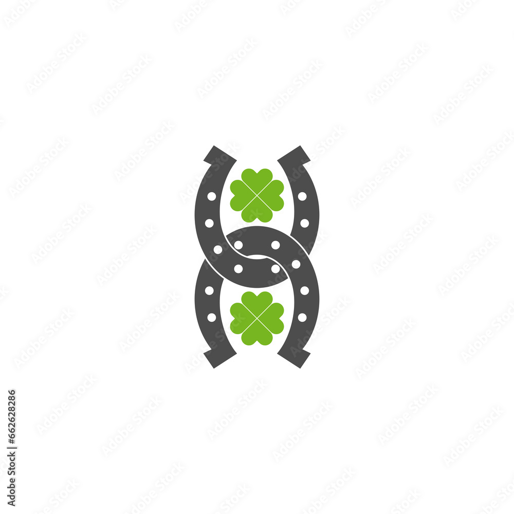 Poster horseshoe and clover icon isolated on transparent background