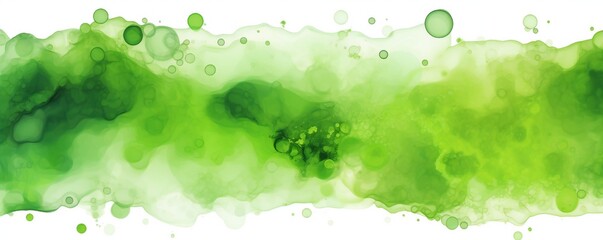 Rectangular horrible banner, bubbly, green acid that reminds one of disease and toxicity on white background Generative AI - obrazy, fototapety, plakaty