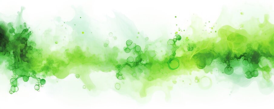 Rectangular horrible banner, bubbly, green acid that reminds one of disease and toxicity on white background Generative AI
