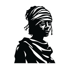 Seitliches Porträt einer Mumie in schwarz-weiß vektor