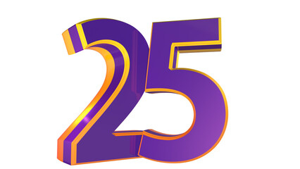 Purple 3d number 25