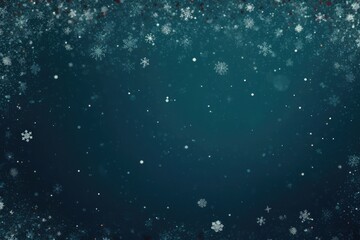 Abstract winter pattern from frost with snow and snowflakes with blurred bokeh blue background