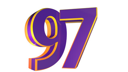 Fototapeta premium Purple 3d number 97