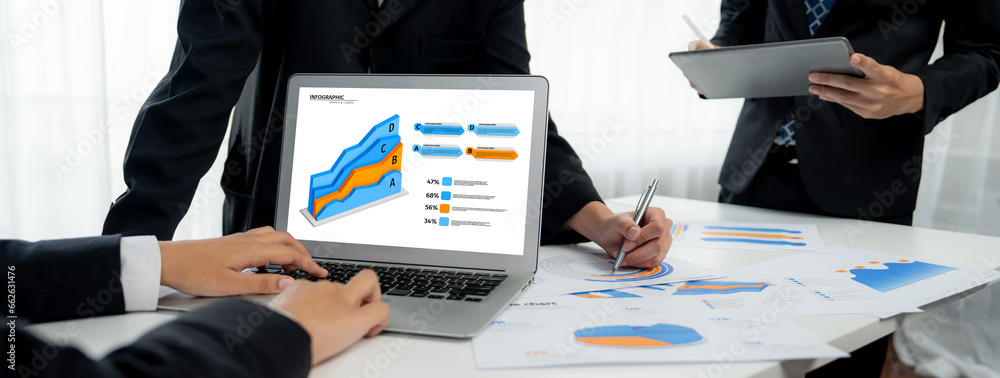 Poster business data dashboard analysis by computer software . investment application display business sale