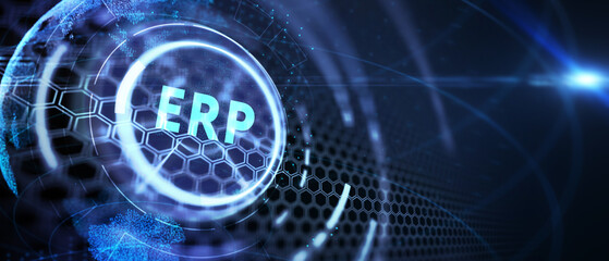 Business, Technology, Internet and network concept. Enterprise resource planning ERP concept.  3d illustration