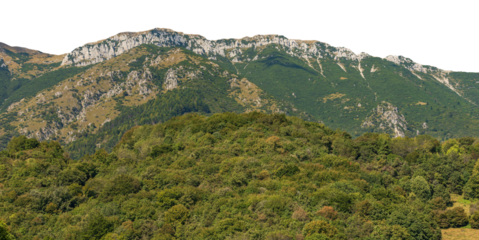 Mountain peaks of Italian Alps isolated on white or transparent background at summer. Baldo Mountain (Monte Baldo), Mountain range between Lake Garda and Adige Valley, Italian Alps. Italy, Europe. Png