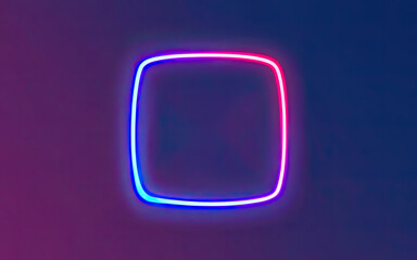 Neon rounded square frame with shining effects on dark background with Generative AI. - obrazy, fototapety, plakaty